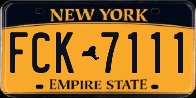 NY license plate FCK7111
