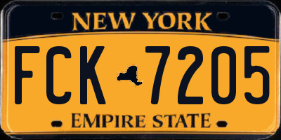 NY license plate FCK7205