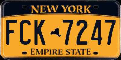NY license plate FCK7247