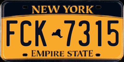 NY license plate FCK7315