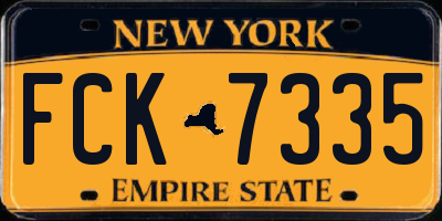 NY license plate FCK7335