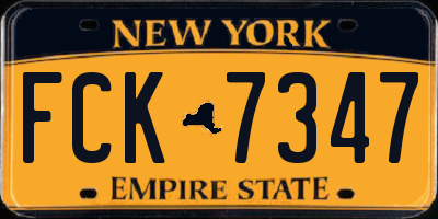 NY license plate FCK7347