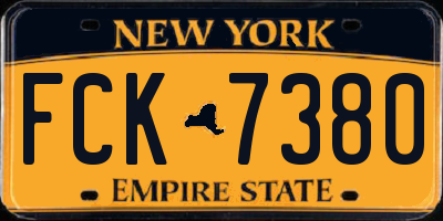 NY license plate FCK7380