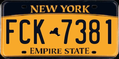 NY license plate FCK7381