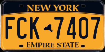 NY license plate FCK7407