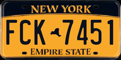 NY license plate FCK7451