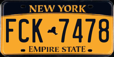 NY license plate FCK7478