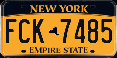 NY license plate FCK7485