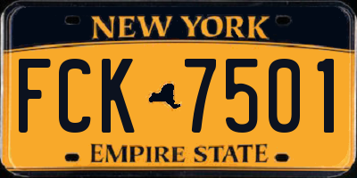 NY license plate FCK7501