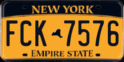 NY license plate FCK7576