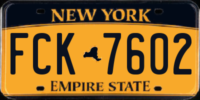 NY license plate FCK7602
