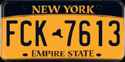NY license plate FCK7613