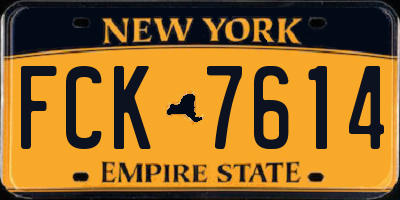 NY license plate FCK7614