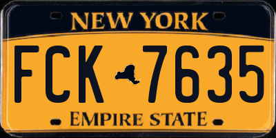 NY license plate FCK7635