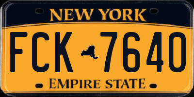 NY license plate FCK7640