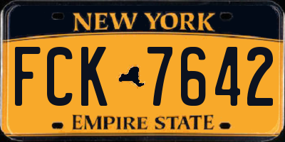 NY license plate FCK7642
