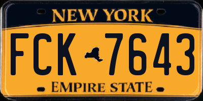NY license plate FCK7643