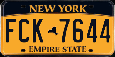 NY license plate FCK7644