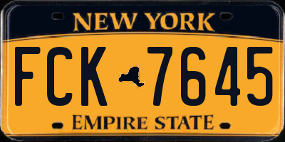 NY license plate FCK7645