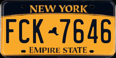 NY license plate FCK7646