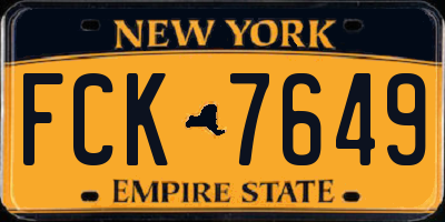 NY license plate FCK7649