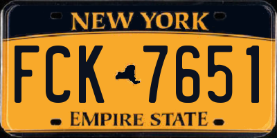 NY license plate FCK7651