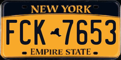 NY license plate FCK7653