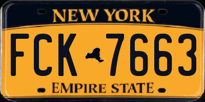 NY license plate FCK7663