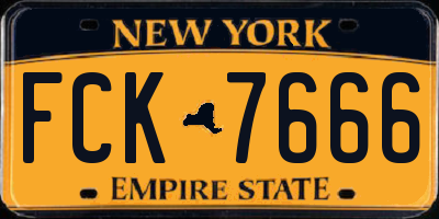 NY license plate FCK7666