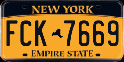 NY license plate FCK7669