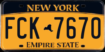 NY license plate FCK7670