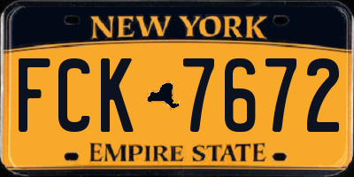 NY license plate FCK7672