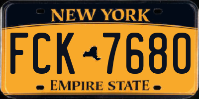 NY license plate FCK7680