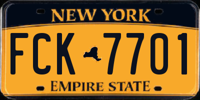NY license plate FCK7701