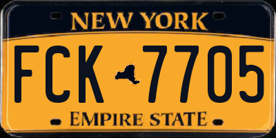NY license plate FCK7705