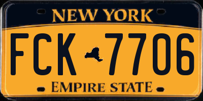 NY license plate FCK7706