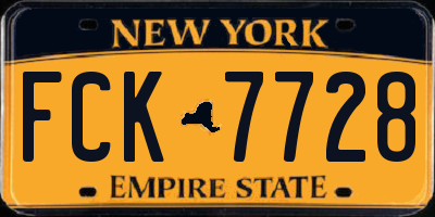 NY license plate FCK7728