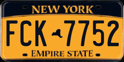 NY license plate FCK7752