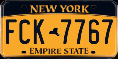 NY license plate FCK7767