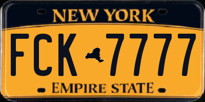 NY license plate FCK7777