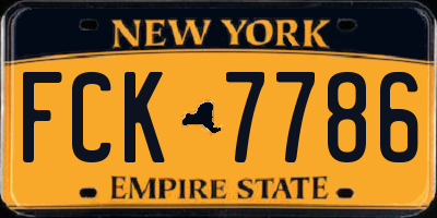 NY license plate FCK7786