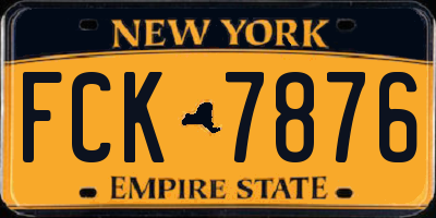 NY license plate FCK7876