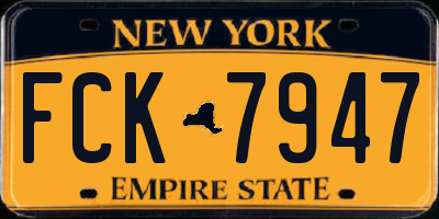 NY license plate FCK7947