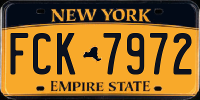 NY license plate FCK7972
