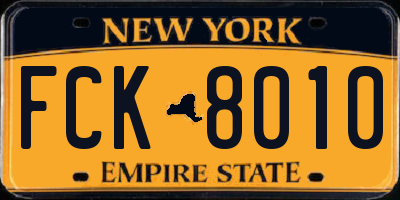 NY license plate FCK8010