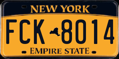 NY license plate FCK8014