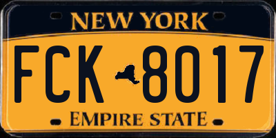 NY license plate FCK8017