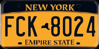 NY license plate FCK8024