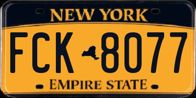 NY license plate FCK8077