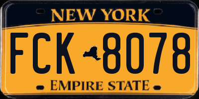NY license plate FCK8078
